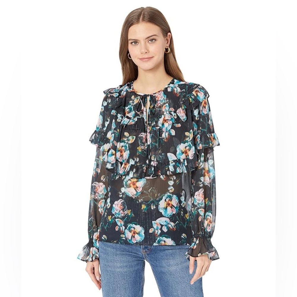 5/$20 BCBG Maxazria Floral Blouse XS NWT